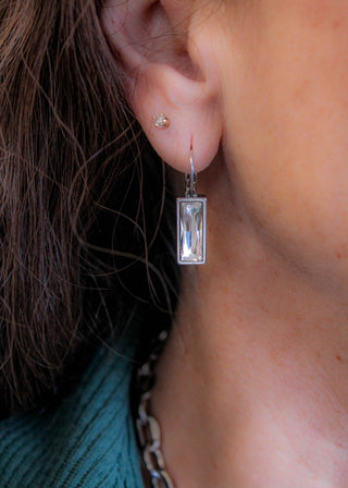 Myka Tula Cosmic Rectangle Crystal Earring detail view - Fashion Crossroads Inc. 