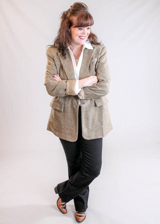 Foxcroft Kylie Long Sleeve Stretch Blouse styled view - Fashion Crossroads Inc.