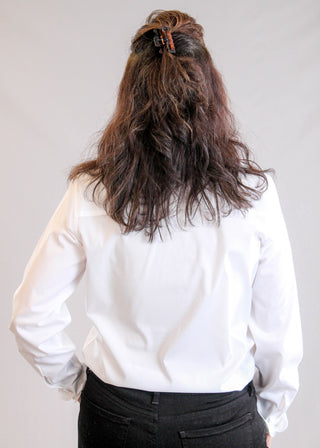 Foxcroft Kylie Long Sleeve Stretch Blouse back view - Fashion Crossroads Inc.