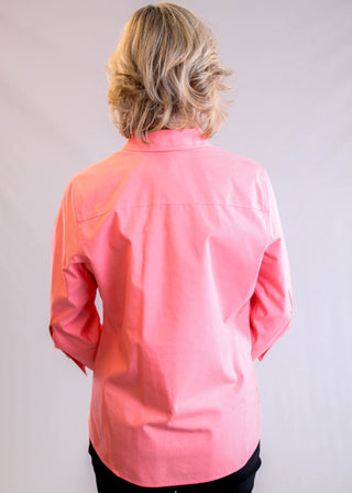 Foxcroft Paityn Wrinkle-Free Cotton Blouse – Coral Reef back view - Fashion Crossroads Inc.