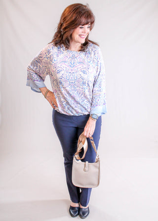 Democracy Kimono Sleeve Top styled view - Fashion Crossroads Inc.