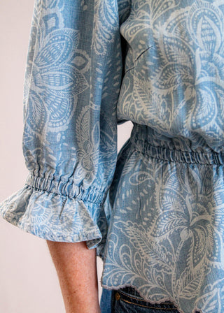 Democracy Scallop Edge Top sleeve view - Fashion Crossroads Inc.