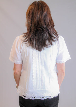 Melia Short Sleeve Blouse with Lace