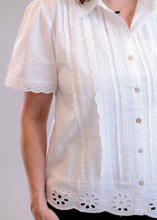 Melia Short Sleeve Blouse with Lace