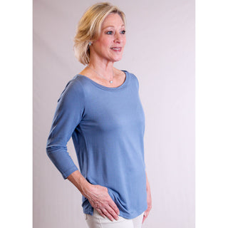 Tribal 3/4 Sleeve Crew Neck Top side view - Fashion Crossroads Inc