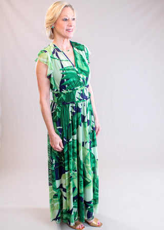 maggy london green dress Maggy London Green Side drape Midi Dress with V-Neck size 12