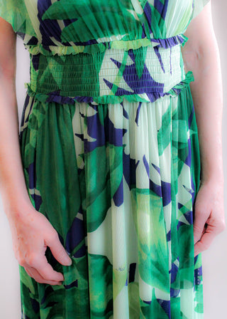 VNeck Flutter Sleeve Dress Detail View - Fashion Crossroads Inc