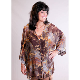 Tempo Paris Button Up Top with Cami front view - Fashion Crossroads Inc.