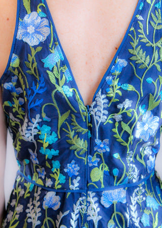 Embroidered Mesh Halter Dress Back View - Fashion Crossroads Inc