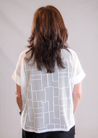 Honeycomb Mesh Boxy Top Front View - Fashion Crossroads Inc