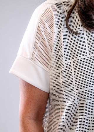 Honeycomb Mesh Boxy Top Front View - Fashion Crossroads Inc