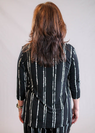 Go To Classic Tee Relax, 3/4 Sleeve in Cecily Black Back View - Fashion Crossroads Inc