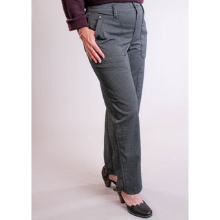 Democracy Tapered Pants with Patch Panels side view - Fashion Crossroads Inc.