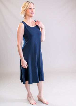 Sympli Everyday Tank Dress in Navy Side View - Fashion Crossroads Inc