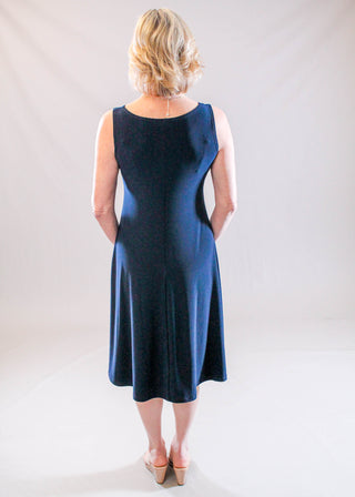 Sympli Everyday Tank Dress in Navy Back View - Fashion Crossroads Inc