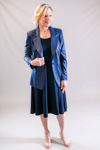 Sympli Everyday Tank Dress in Navy Model View - Fashion Crossroads Inc