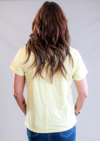 Dylan Short Sleeve Modern Crew Neck Cotton Tee Lemon back view- Fashion Crossroads Inc.