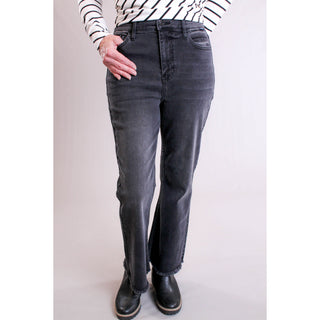 Cello High Rise Crop Flare Jeans model view - Fashion Crossroads Inc