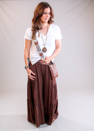 Nostalgia Smocked Waist Palazzo Pant styled view - Fashion Crossroads Inc.