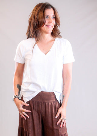 Nostalgia Smocked Waist Palazzo Pant detail view - Fashion Crossroads Inc.
