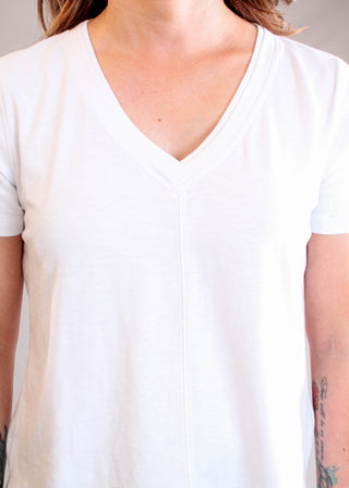 Tribal Sportswear V Neck Tee with Short Sleeves neckline view - Fashion Crossroads Inc.