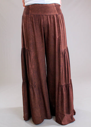 Nostalgia Smocked Waist Palazzo Pant front view - Fashion Crossroads Inc.