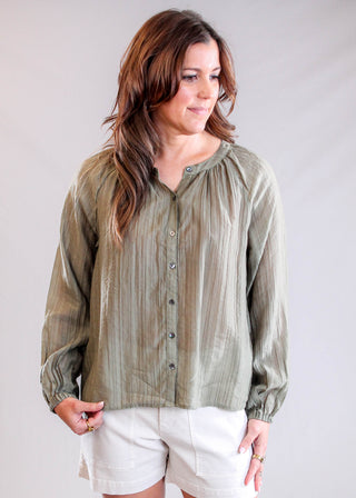 Dylan Gigi Blouse | Lightweight Relaxed Fit Women’s Top untucked view - Fashion Crossroads Inc.