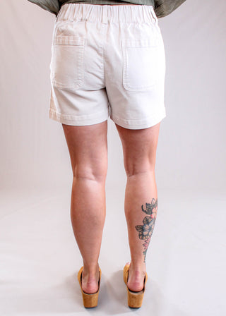 Dylan Ryder Twill Shorts with Pockets Natural back view - Fashion Crossroads Inc. 