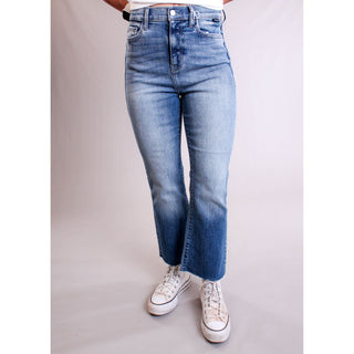 Cello HiRise Crop Flare Jean front view - Fashion Crossroads Inc.