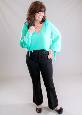 Liverpool Crop Flare With Extended Tab Waistband