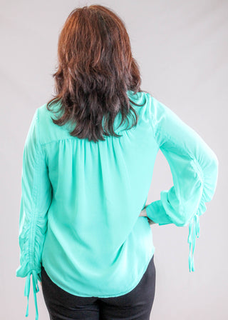 Liverpool Long Sleeve Woven Blouse with Sleeve Tie