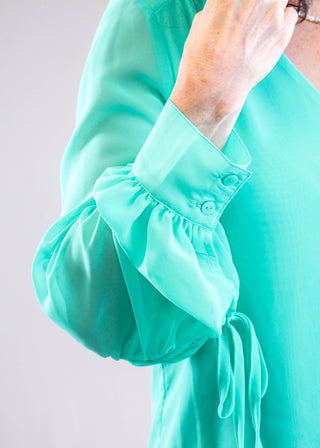Liverpool Long Sleeve Woven Blouse with Sleeve Tie