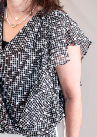 Liverpool Short Sleeve Draped Front Top With Waist Tie