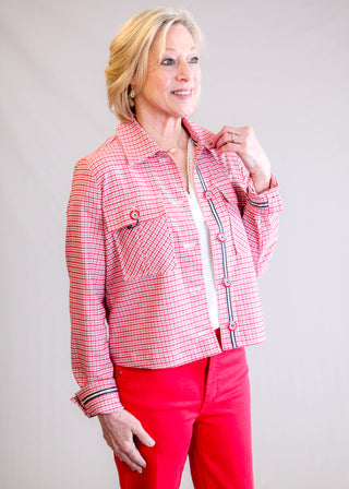 Liverpool Shacket with Flap Pockets Side View - Fashion Crossroads Inc