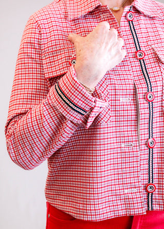 Liverpool Shacket with Flap Pockets Detail View - Fashion Crossroads Inc