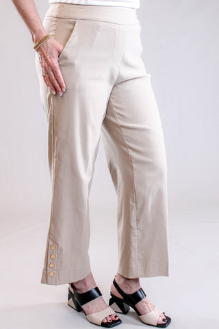 Tribal Sportswear Flatten It Tummy Control Wide Leg Capris Side View - Fashion Crossroads Inc 