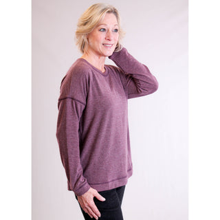 Staccato Round Neck Pullover with Long Sleeves side view - Fashion Crossroads Inc