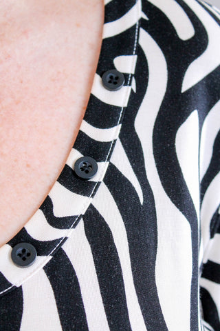 Tribal Sportswear 3/4 Sleeve Scoop Neck Top with Button Detail Detail Detail Fashion Crossroads Inc 