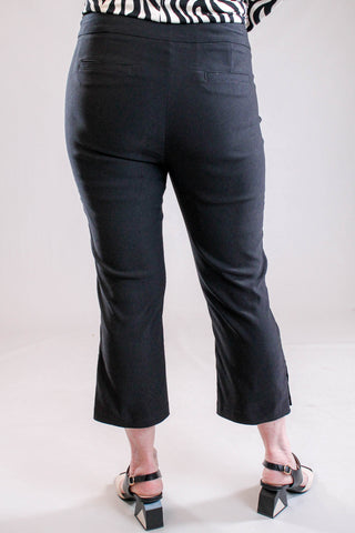 Tribal Sportswear Flatten It Slim Leg Capris with Snap Vent Back View - Fashion Crossroads Inc