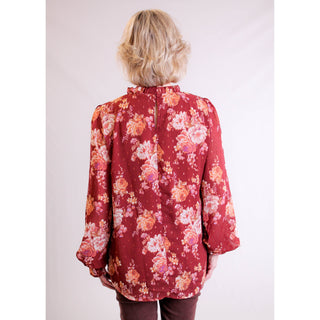 Staccato Ruffle Neck Blouse with Long Sleeves back view - Fashion Crossroads Inc