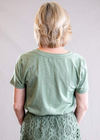 Tribal Sportswear V Neck Tee with Short Sleeves Back View - Fashion Crossroads Inc