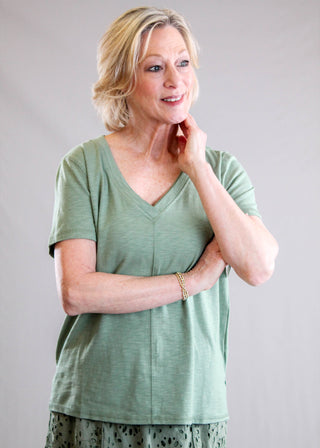 Tribal Sportswear V Neck Tee with Short Sleeves Front View - Fashion Crossroads Inc