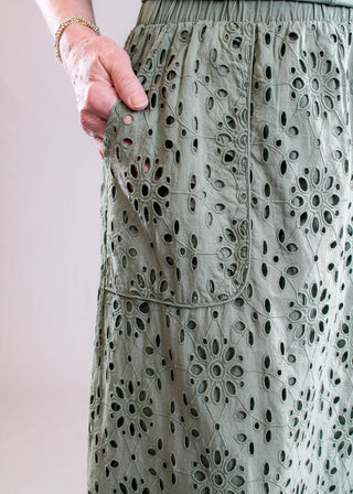 Tribal Sportswear Floral Embroidered Boho Maxi Skirt Detail View - Fashion Crossroads Inc