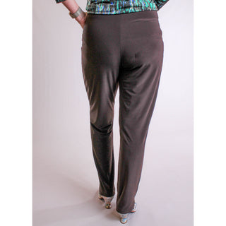 Sympli Narrow Pant Midi Chocolate back view - Fashion Crossroads Inc.