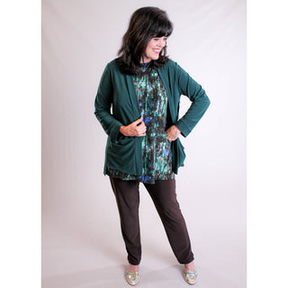 Sympli Core Cardigan with Pockets modeled view - Fashion Crossroads Inc.