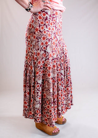 Nostalgia Fit N Flare Floral Skirt Side View - Fashion Crossroads Inc