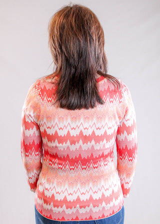 Liverpool 3/4 Sleeve V Neck Sweater Back View - Fashion Crossroads Inc