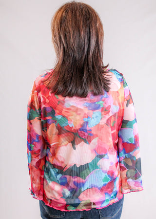 French Dressing Jeans Bell Sleeve Boat Neck Top Back View - Fashion Crossroads Inc