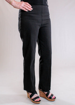 Lyssé Black Ankle Denim Baby Bootcut Pant side view - Fashion Crossroads Inc.