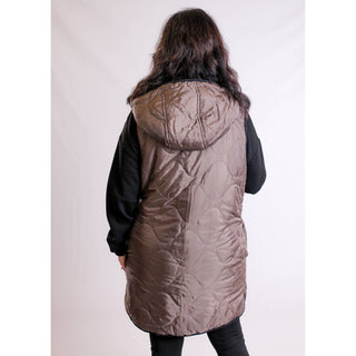 Tribal Sportswear Reversible Puffer Vest Walnut Reverse Back View  - Fashion Crossroads inc.